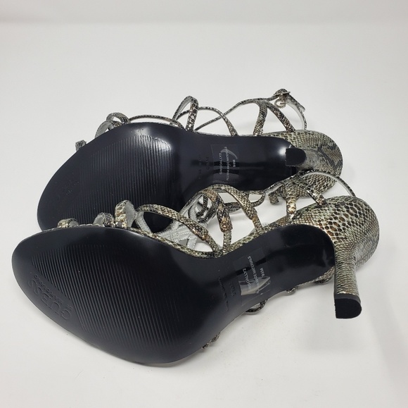 GUESS by Marciano Snakeskin Silver Strappy Heels - Picture 4 of 6